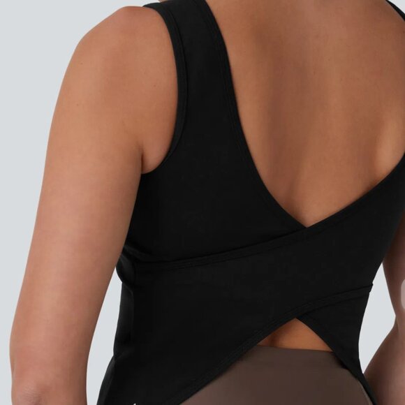 Halara U Neck Crossover Yoga Tank Top—Longer Length, Size Small - Picture 4 of 4
